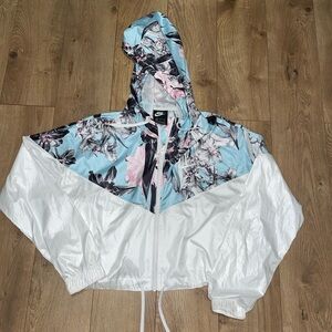 Nike Blue and White Bomber Jacket with Modern Flair